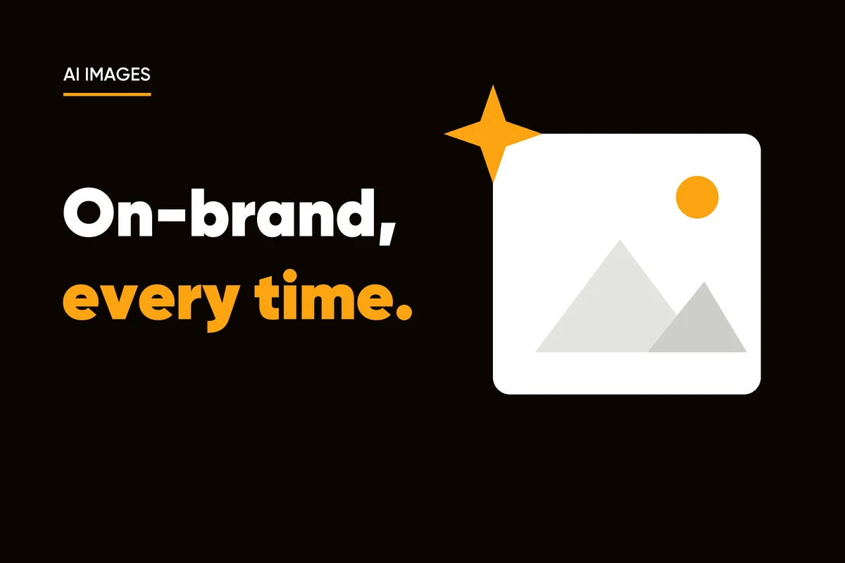Framed image with an orange sparkle representing on-brand AI image generation