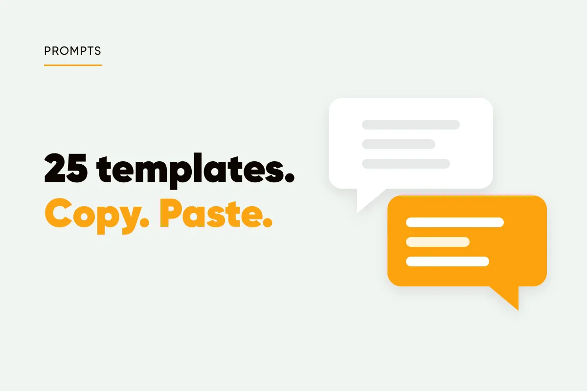 Branded cover with speech bubbles and the headline 25 templates, copy, paste