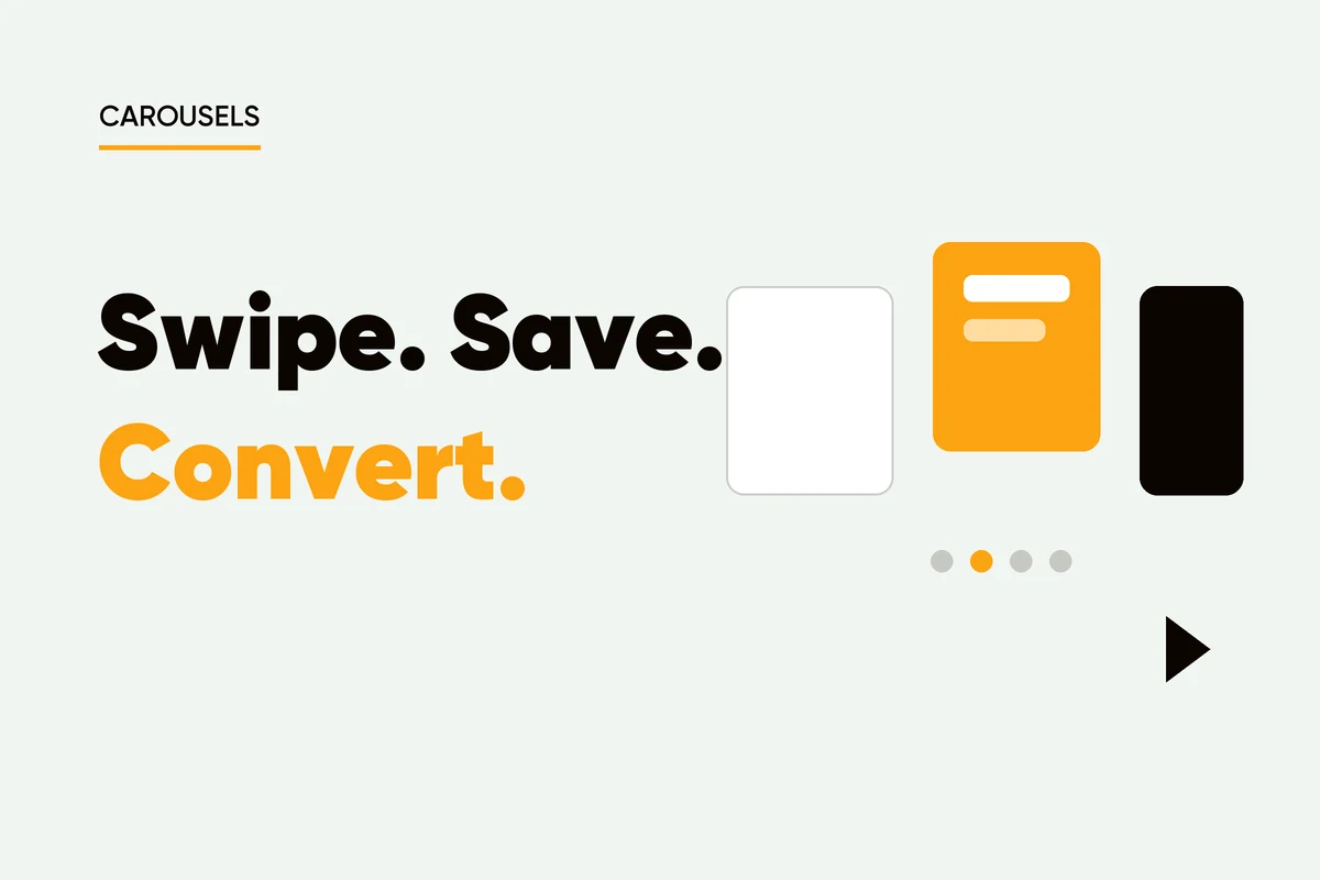 Three carousel slides with pagination dots and a next arrow