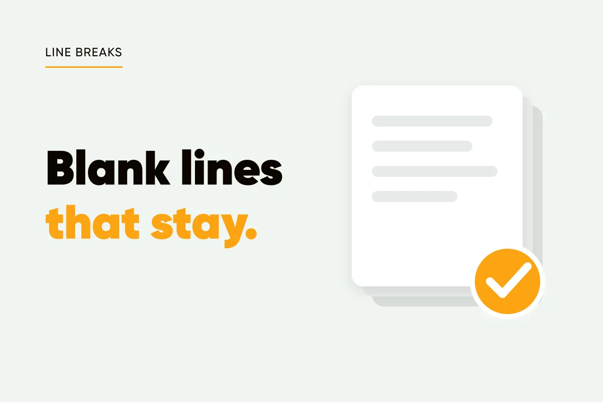 Branded cover with a stack of caption cards and an amber checkmark and the headline blank lines that stay