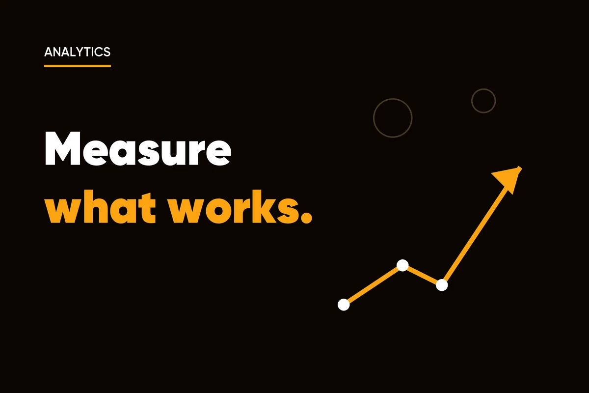 Upward trend arrow with data points representing creative performance measurement