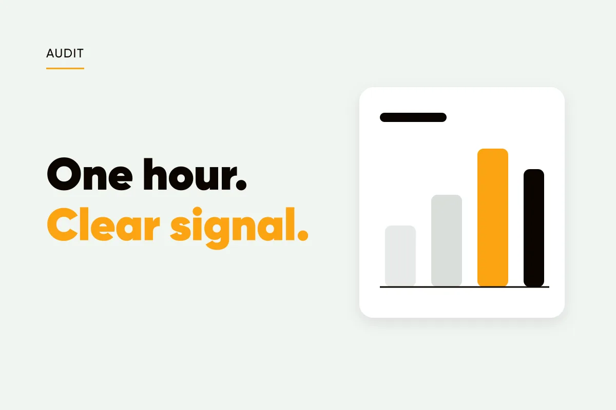 Branded cover with a bar chart and the headline one hour, clear signal