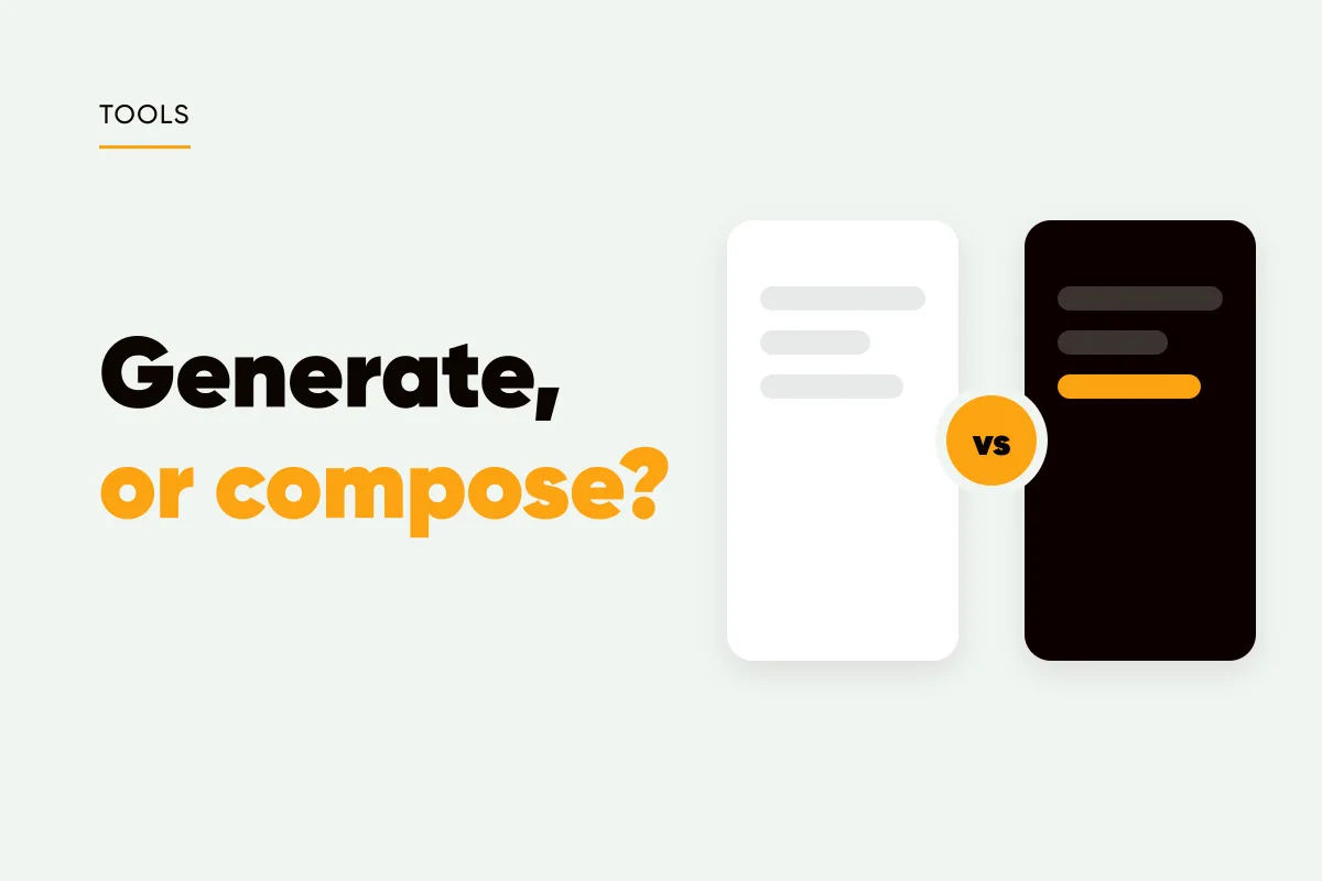 Branded cover with two cards separated by a vs badge and the headline generate, or compose