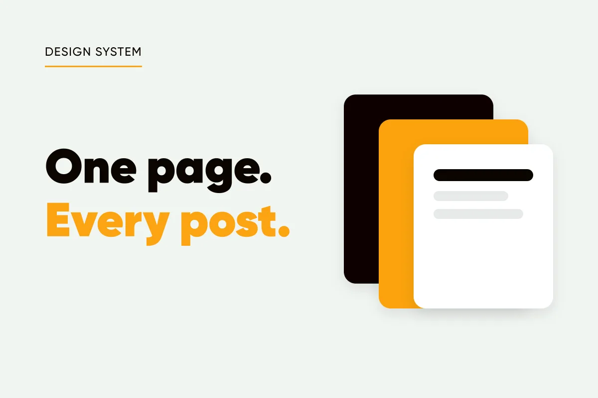 Branded cover with layered cards and the headline one page, every post