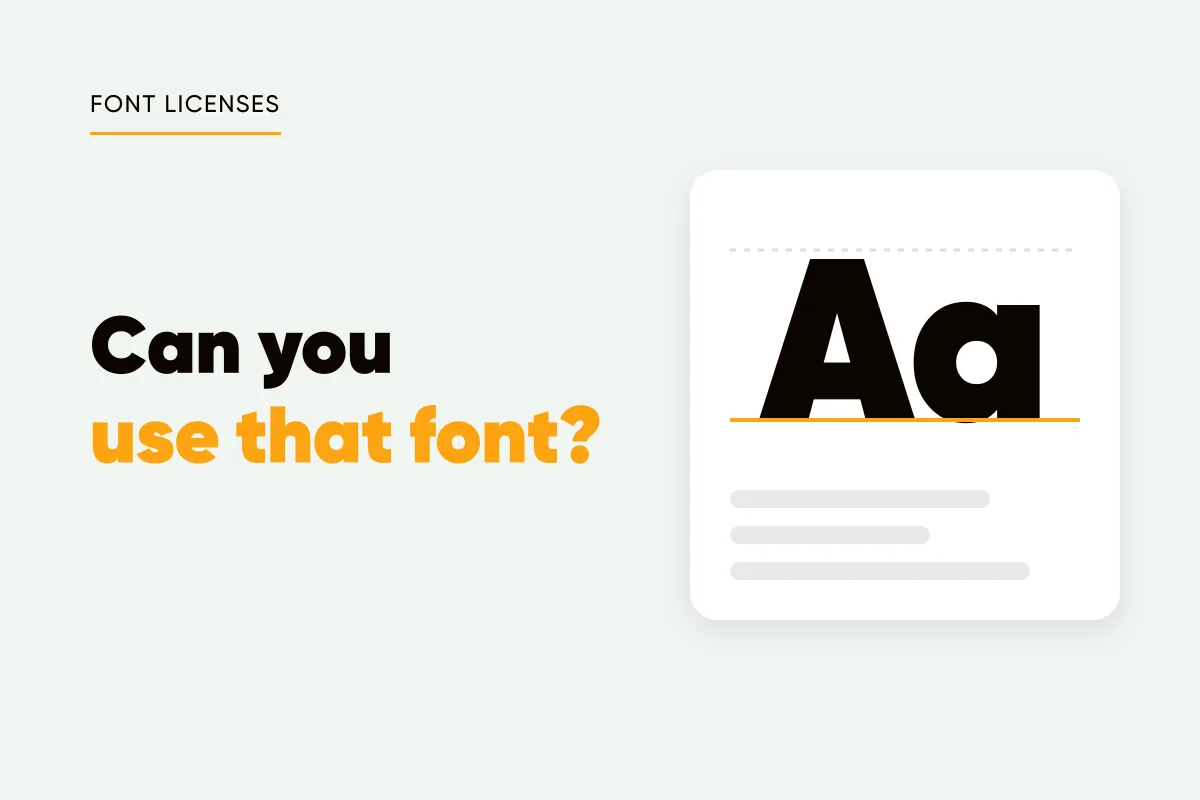 Branded cover with an Aa type specimen card and the headline can you use that font