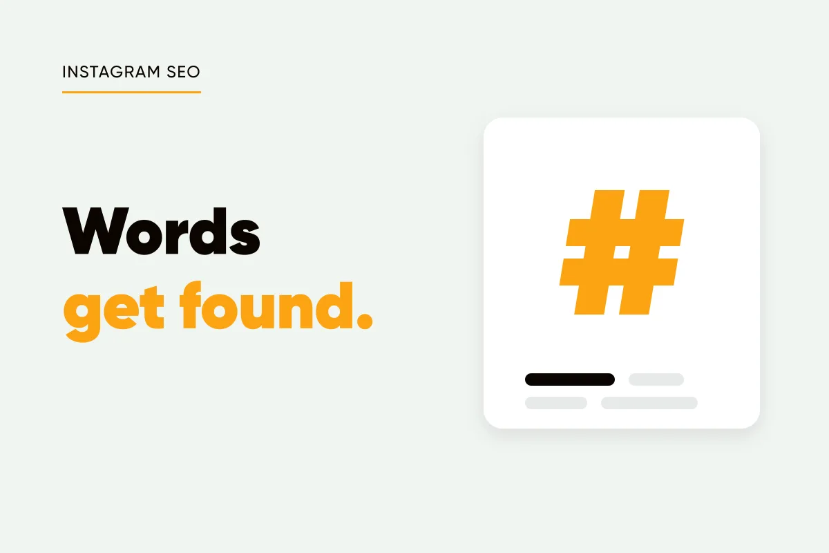 Branded cover with a large hashtag symbol and keyword bars and the headline words get found
