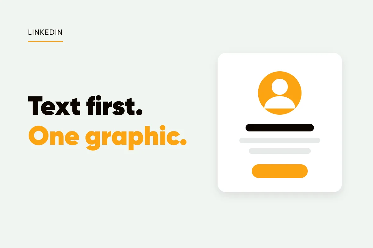 Branded cover with a profile card illustration and the headline text first, one graphic