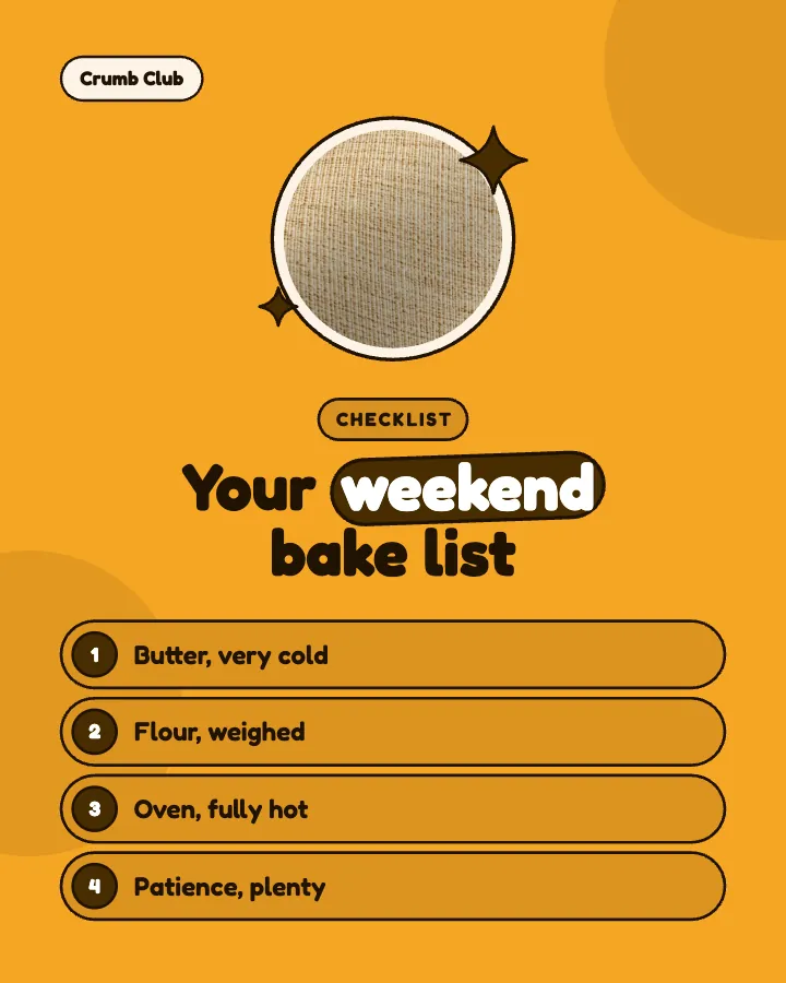 Crumb Club post: "Your weekend bake list" (checklist, Playful style)