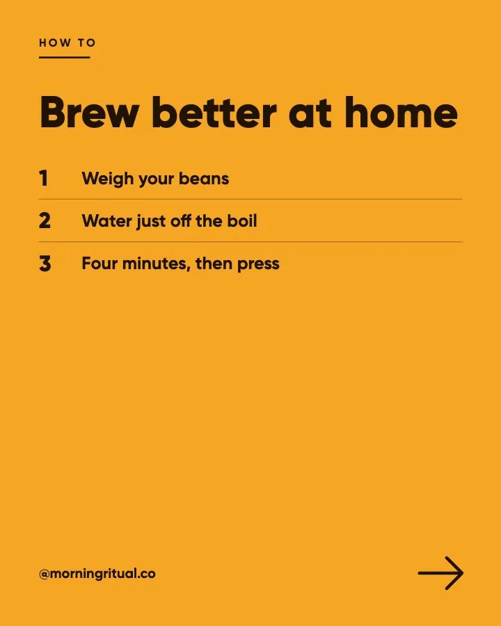 Morning Ritual post: "Brew better at home" (how-to, Studio style)