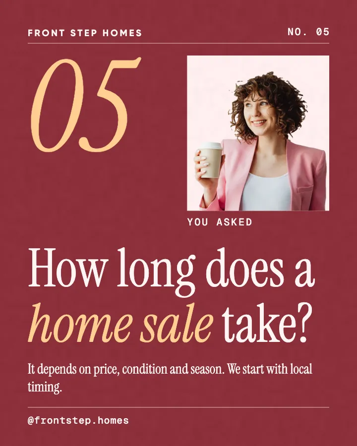 Front Step Homes post: "How long does a home sale take?" (faq, Editorial style)