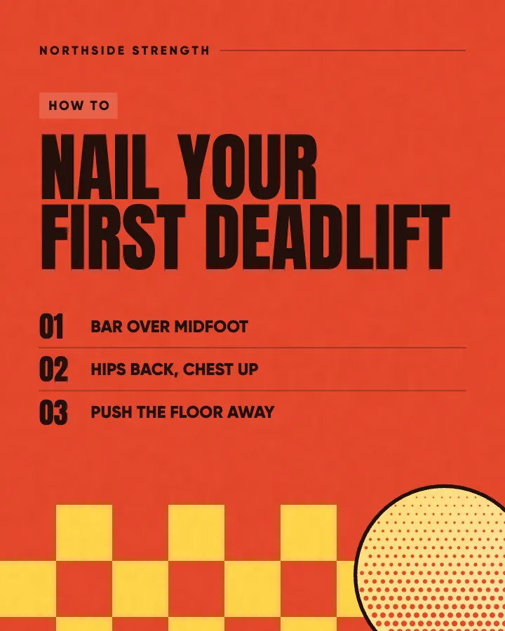 Northside Strength post: "Nail your first deadlift" (how-to, Poster style)