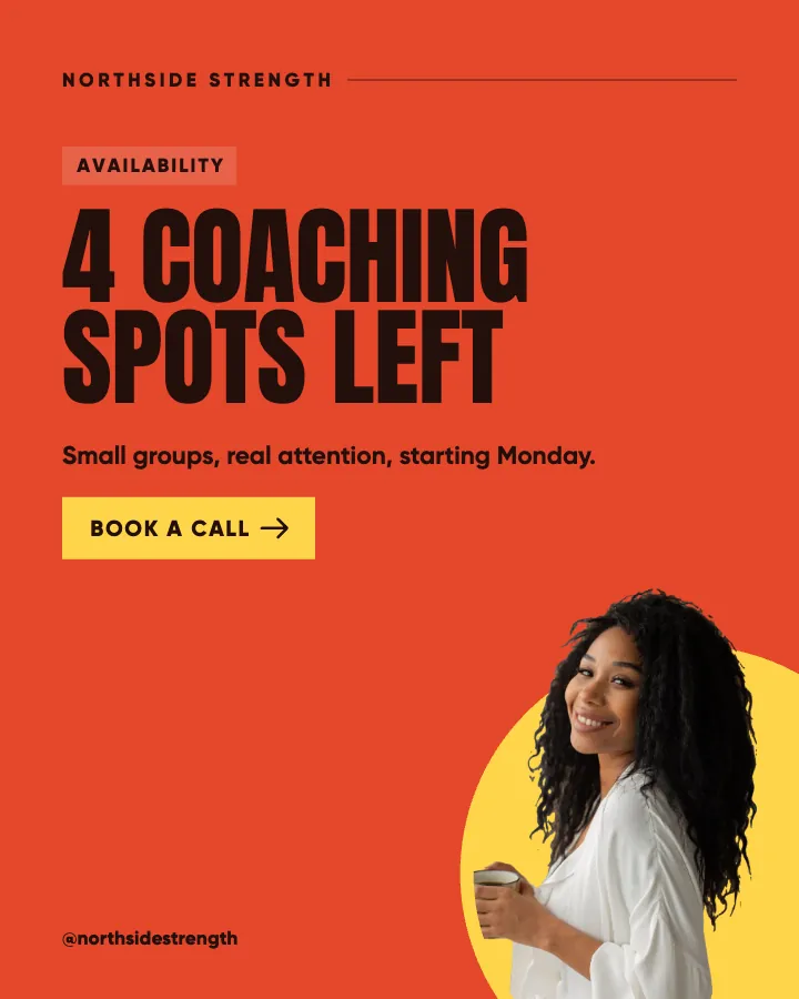 Northside Strength post: "4 coaching spots left" (availability, Poster style)